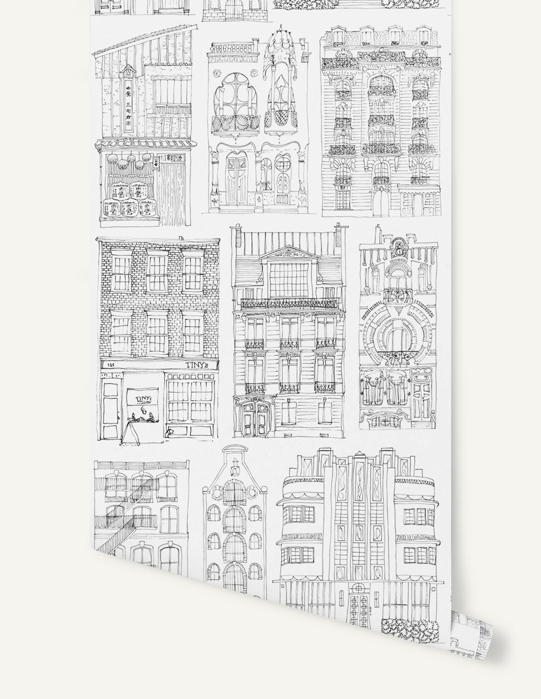 Tapet façades, noir, 4.7mp / rola, papermint 